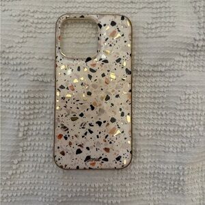 Chic Terrazzo Phone Case - Gold, Black, White